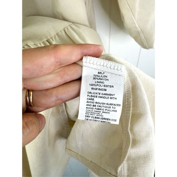 REVOLVE SNDYS Jamel Dress Beige Cream Babydoll Tiered Smock Linen 4 - Picture 11 of 12